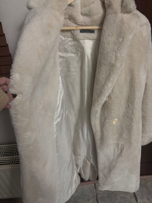 Ckontova Faux Fur Coat like new, white and beige