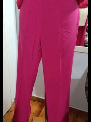 Women's pants like new, red-pink, waist 92 cm, size XL