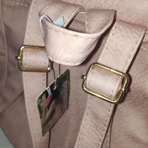 Women's backpack set with gold studs and wallet nude pink new