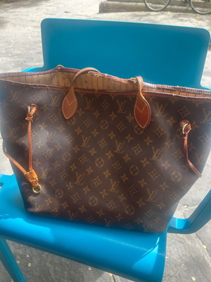 Louis Vuitton Neverfull MM ώμου μεταχειρισμένη, καφέ μπεζ