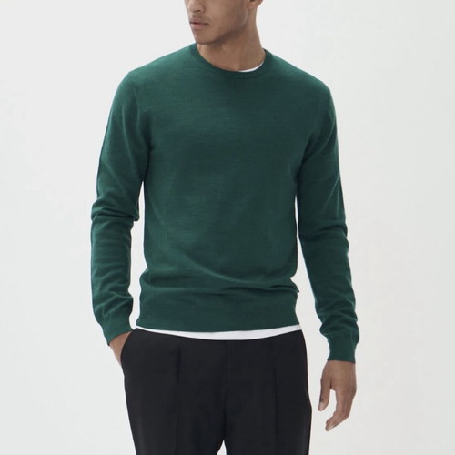 Uniqlo Wool Pullover men's sweater used, size M, green, 100% wool