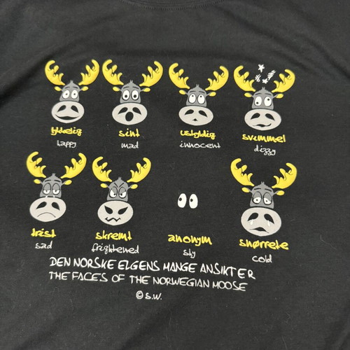 Rock Expedition black t-shirt The Faces of the Norwegian Moose like new, size S
