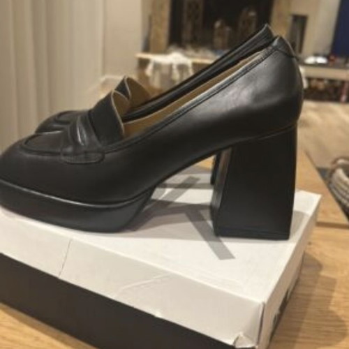 Gianna Kazakou leather loafers size 40 new, black platform heels