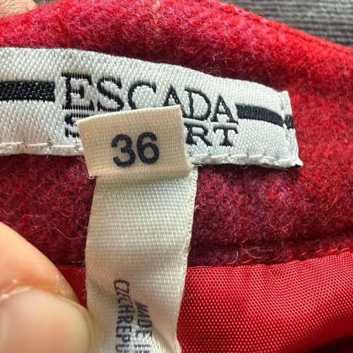 Escada Sport wool checked skirt used in red and fuchsia tones