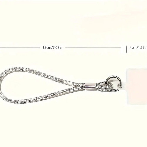 Mobile phone strap new with rhinestones in silver color