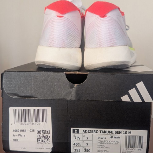 Adidas Adizero Takumi Sen 10 running shoes, white black lucid red