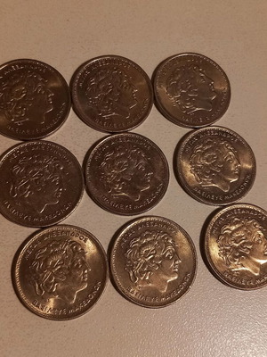 100 Drachma Coins new, set of 9 pieces