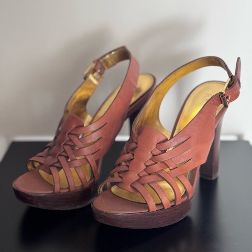 Ralph Lauren leather sandals used, tan color, size 38.5