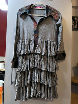 Dress special with ruffles gray used with plaid details