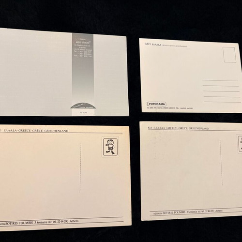 Set of 4 vintage postcards with Greek landscapes and sunsets like new