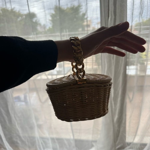 Versace bamboo basket bag new, beige and gold