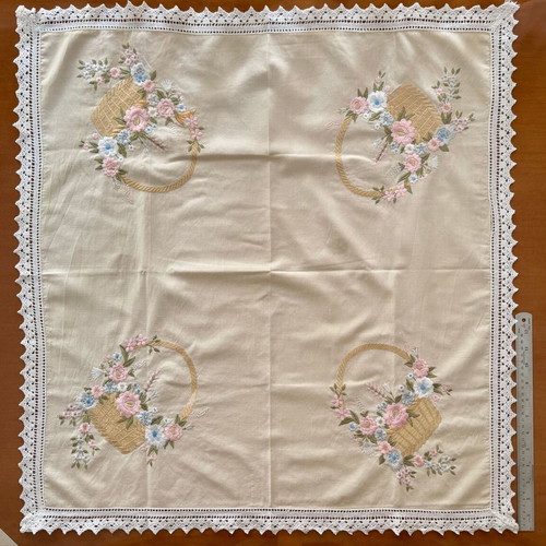 Handmade tablecloth with lace border new