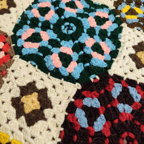 Wool Handmade Knitted Throw Blanket used 160x180 cm