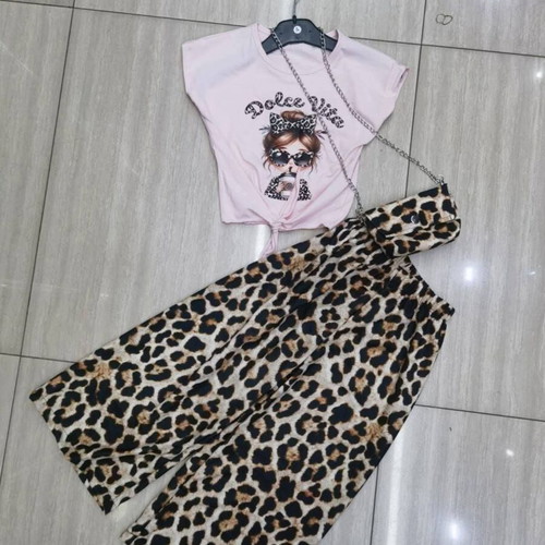 Meisje Panther Print Set with Bag Size 110/116