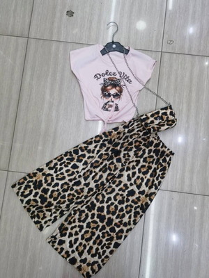 Meisje Panther Print Set with Bag Size 110/116