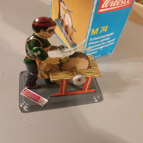 Tin shears grinder used, vintage Wilesco toy