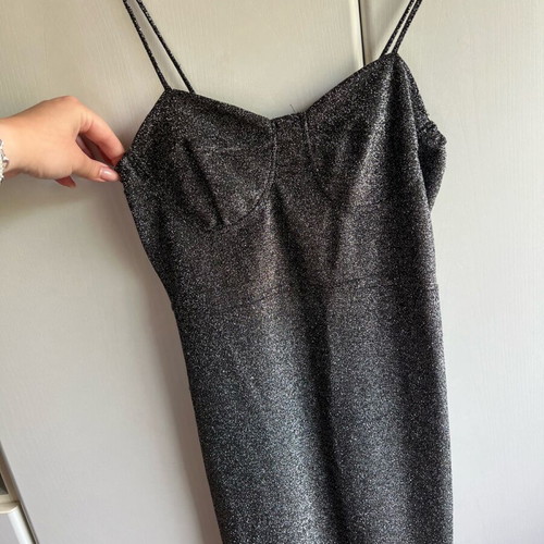 Short dress with silver glitter, size Large, like new