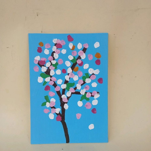 Almond Blossom Painting on Canvas like new, acrylic 18x26cm