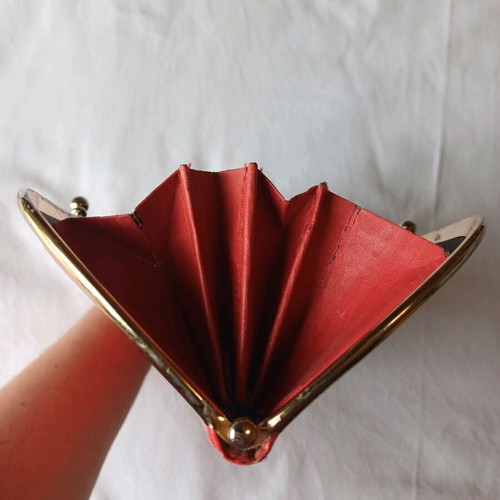 Women's vintage wallet used, red with visible wear