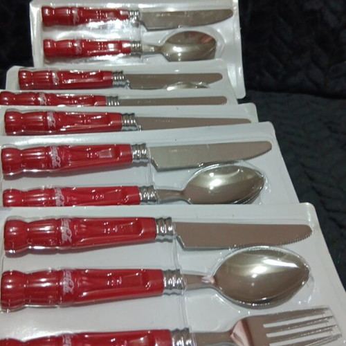 Cutlery set new, 18 pieces with Coca-Cola handles