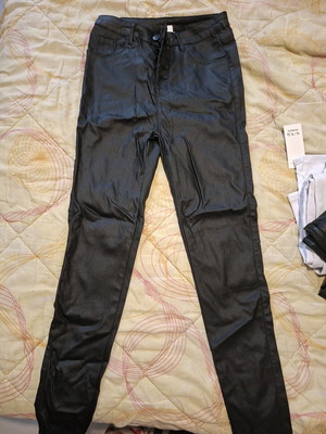 Pants with leather effect new, black, size M