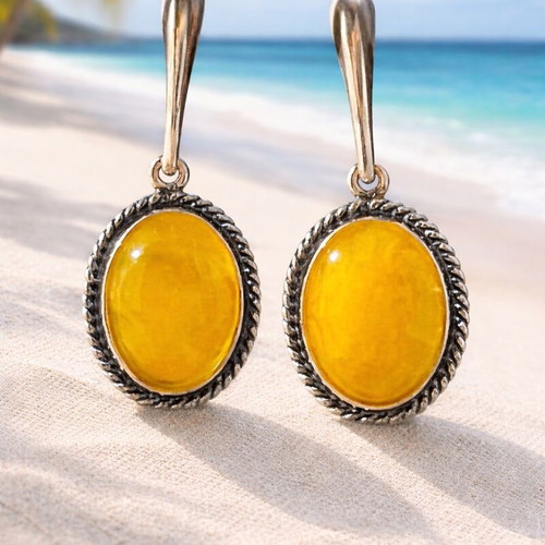 White Baltic Amber Earrings with Sterling Silver 925 new