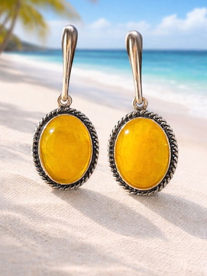 White Baltic Amber Earrings with Sterling Silver 925 new