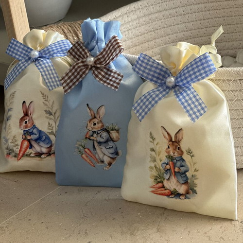 Peter Rabbit Satin Baptism Favor Bags New, 232 Pieces