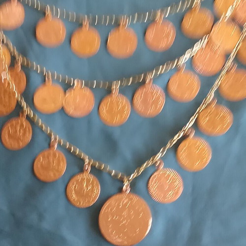 Handmade necklace and earrings set, new, copper-zinc alloy