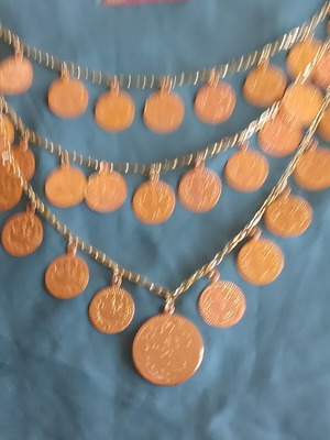 Handmade necklace and earrings set, new, copper-zinc alloy