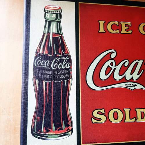Coca Cola Promotional Frame like new, printed on canvas with wooden frame