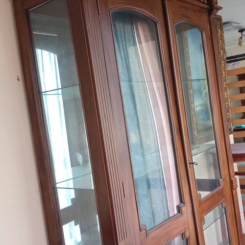 Display cabinet antique furniture made of walnut wood