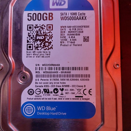 Western Digital Blue 3.5" HDD 500GB 16MB Cache SATA
