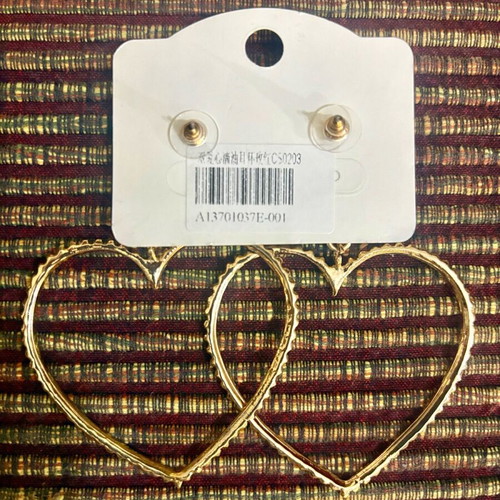 Large heart earrings new pink and gold