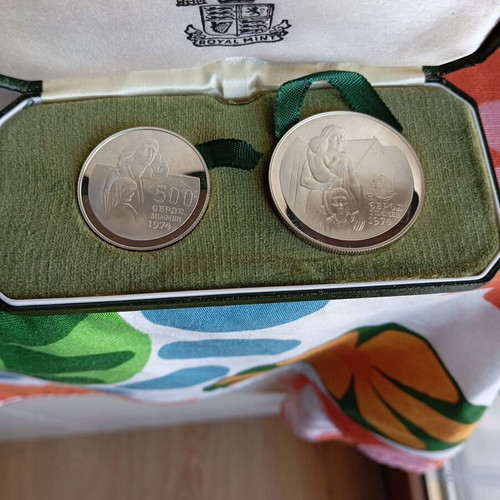 Cyprus Set 1 Pound & 500 Mils Proof 1976 like new