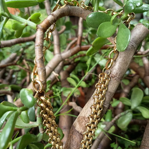 Stainless steel necklace used, gold-colored