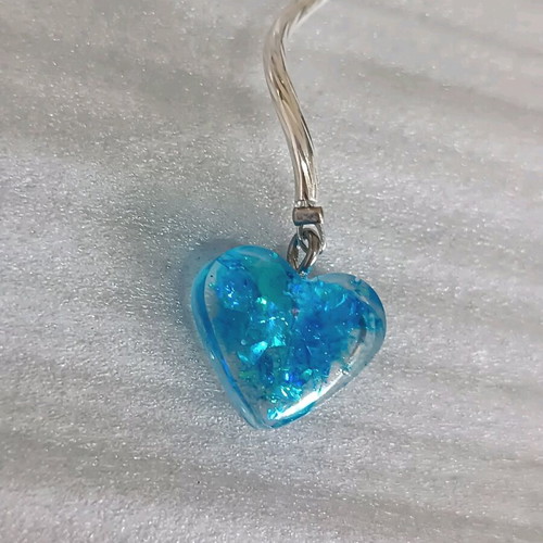 Heart earrings new handmade with resin and natural stone blue pink