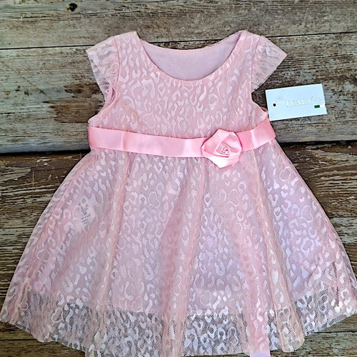 Moda Italy Pink Dress with Lace and Belt No 1 for 1-Year-Old Girl New