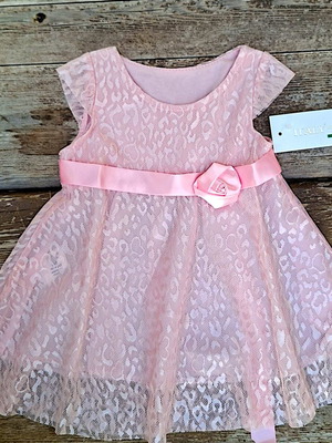 Moda Italy Pink Dress with Lace and Belt No 1 for 1-Year-Old Girl New
