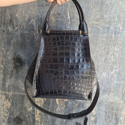Max Mara Anita Embossed Leather Shoulder Bag like new, black