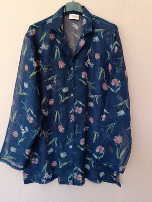 Capriccio dark blue floral transparent shirt new