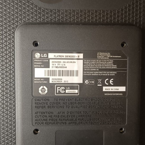 LG Flatron 20EN33SS-B Monitor 19.5" like new, full functionality