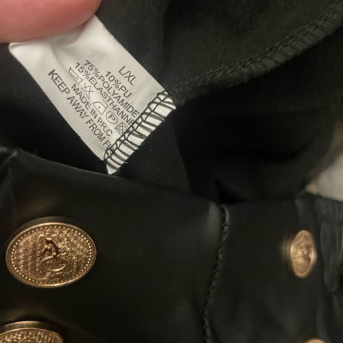 Cargo leather pants like new, black with gold buttons