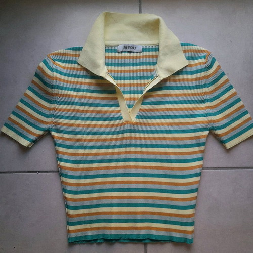 Knitted 60's style blouse new, multicolor, size S