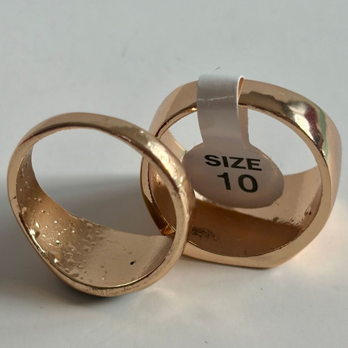 Gold Tone Signet Rings Set size 10 with cosmetic defects