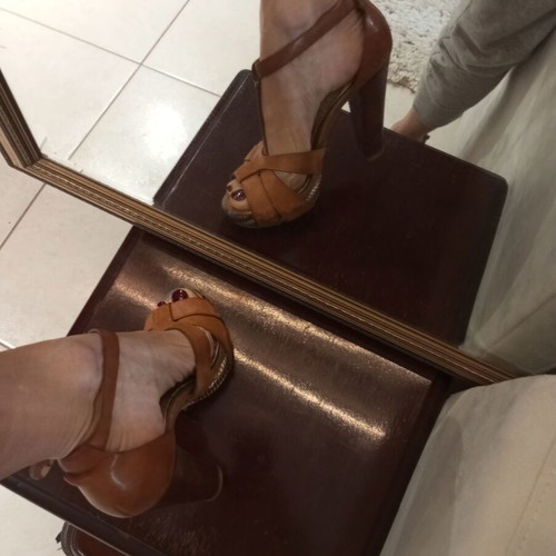 BCBG Leather High-Heeled Sandals used, size 37, beige