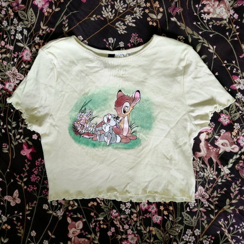 Bambi Baby Tee H&M Divided x Disney like new, size XS, light green