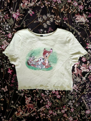 Bambi Baby Tee H&M Divided x Disney like new, size XS, light green