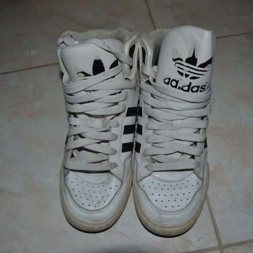 Adidas athletic boots used, size 37.5, white and black