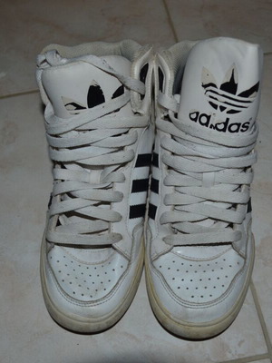 Adidas athletic boots used, size 37.5, white and black